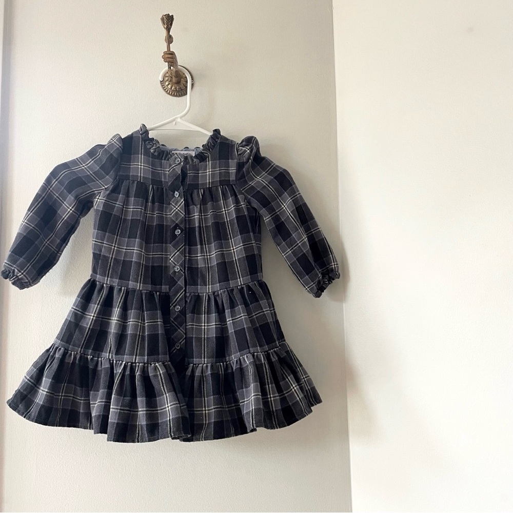 Kaisely Flannel Plaid Tiered Dress | 2T